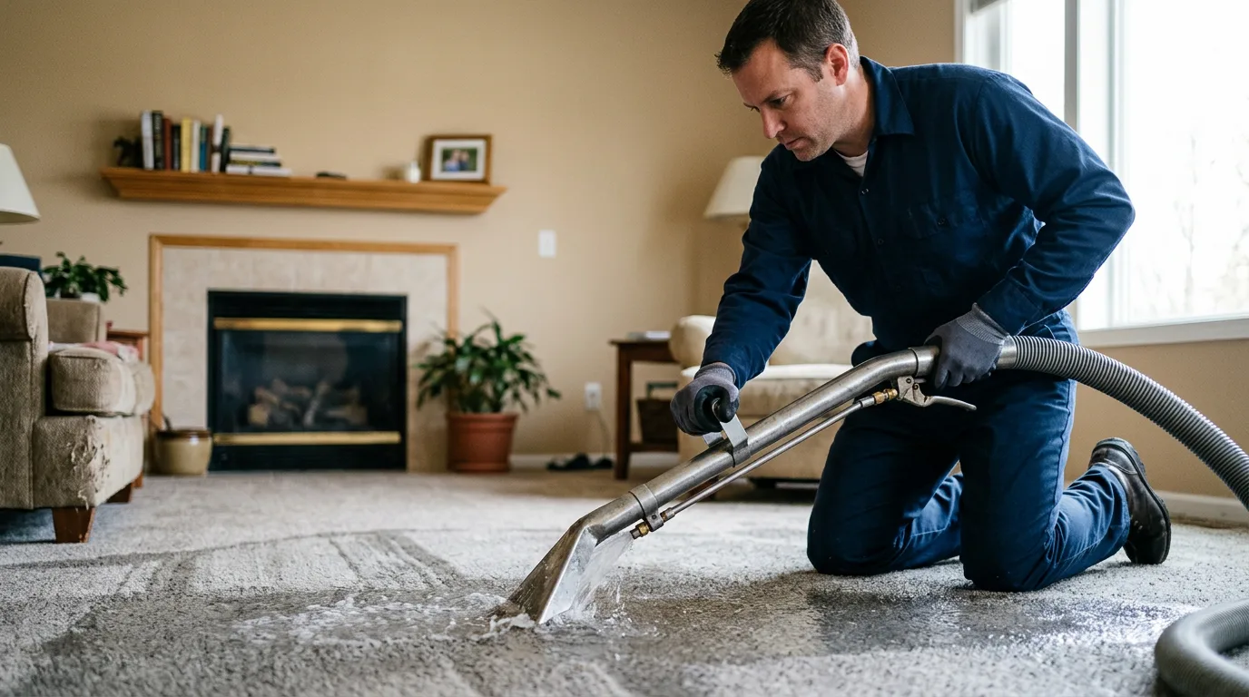 Water damage restoration technician working near Thorpe, WV